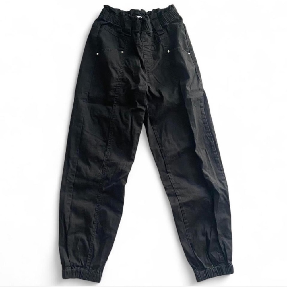 Black Cargo Paper Bag Utility Joggers, High-waisted 26" Size Small